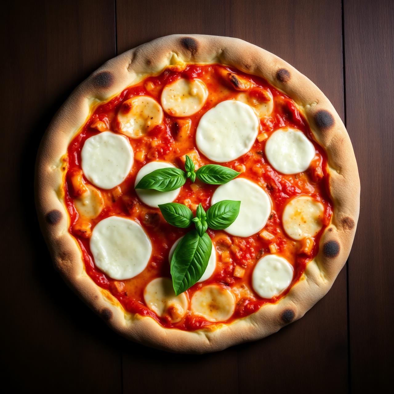 Pizza Margherita autentică pe blat de lemn